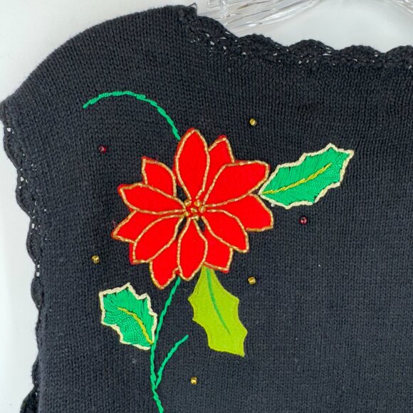 Designers Originals Studio Joy Christmas Poinsettia Sweater Vest Tag Size L NWT - Picture 3 of 7